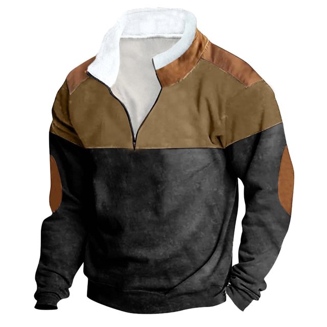 Rbaofujie Chandails d'Automne Mode Hommes Hiver Fermeture Éclair Hauts Décontractés Manches Longues Sweat à Capuche Col en V
