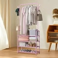 thumbnail image 4 of Solid Wood Coat Rack Freestanding Clothing Rack with Wheels Shelves Storage & Hooks Heavy Duty Clothes Rack Wood Coat Tree Stand Hat Hanger Rack for Corner Bedroom Entryway Living Room Hotel, 4 of 6