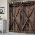 thumbnail image 5 of Farmhouse Shower Curtain, Brown Country Style Barn Door Distressed Wood Grain Waterproof Shower Curtain Set with 12 Hooks Lightweight Bath Curtains Fabric Bathroom Decor 36x72 Inches, 5 of 9