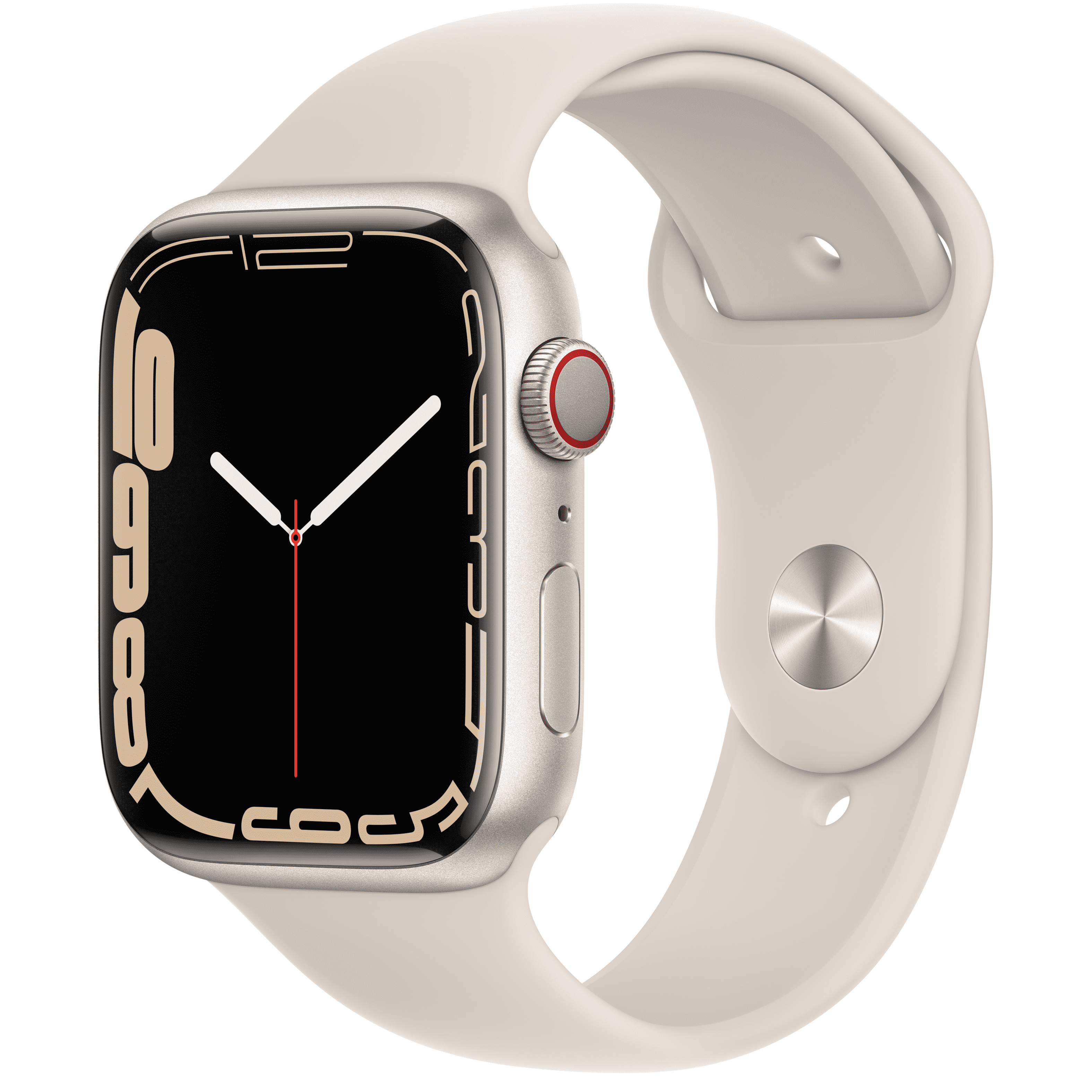 Apple Watch Series 7 GPS + Cellular, 45mm Starlight Aluminum Case with  Starlight Sport Band - Regular