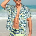thumbnail image 3 of Fotbe Floral In Blue Hawaiian Shirt for Men Unisex Summer Beach Casual Short Sleeve Cotton Linen Button Down Shirts-Small, 3 of 5