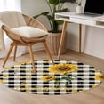 thumbnail image 4 of Small Round Rug 3Ft Washable Non-Slip, Sunflower Checked Circle Area Rugs for Living Room Bedroom, Vintage Garden Floral Bees Farmhouse Indoor Floor Mats Carpet Runner for Home Decor, 4 of 8