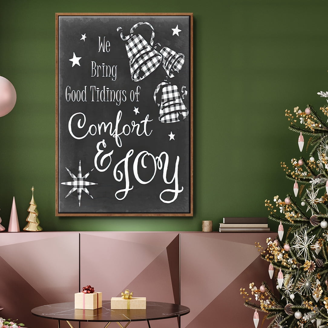 Comfort and Joy - Framed Gallery Wrapped Holiday Canvas - 17 x 25 - Rosewood Frame