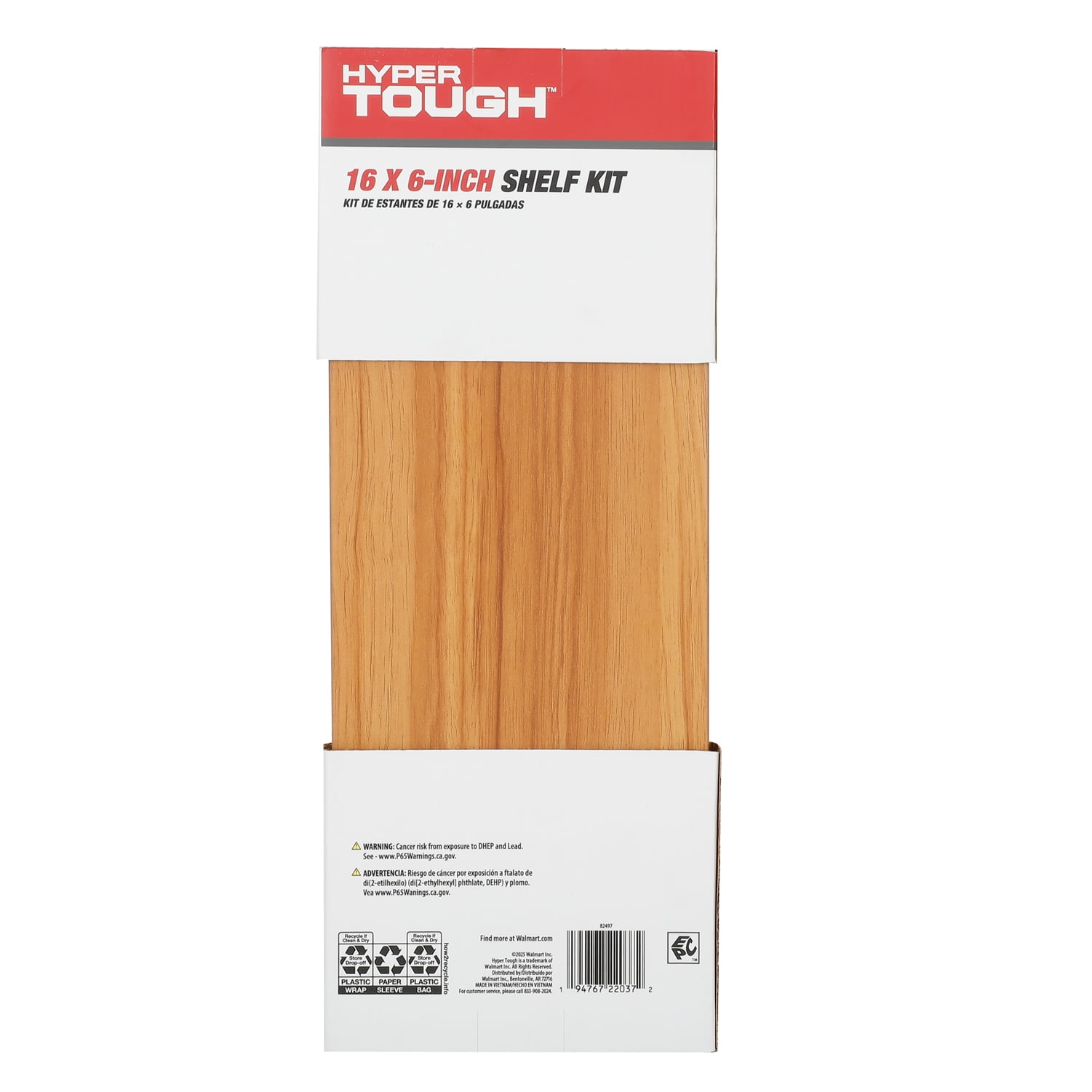 Hyper Tough Brown Shelf Kit with Brackets and Mounting Hardware, 15-3/4" x 6"
