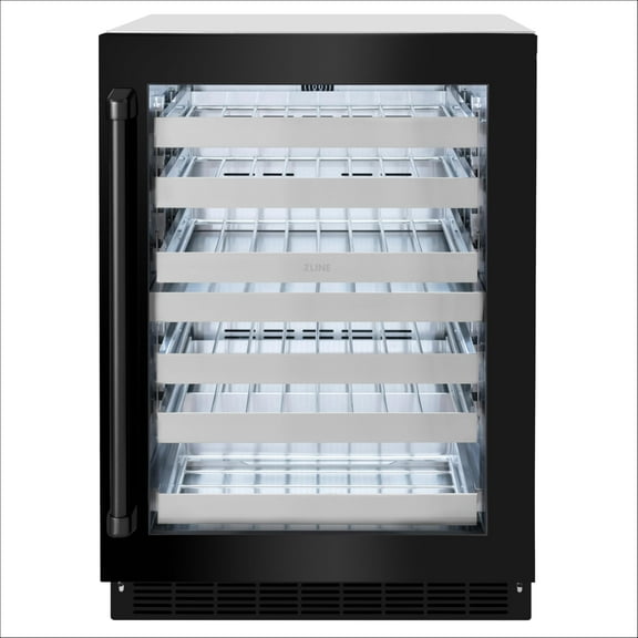 ZLINE 24 in. Touchstone Dual Zone 44 Bottles Wine Cooler With Black Stainless Steel Glass Door (RWDO-BS-24)