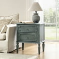 thumbnail image 7 of 27"Tall Farmhouse Wooden 2-drawer End Table with Charging Station Round Ring Pulls End Table Blue, 7 of 7