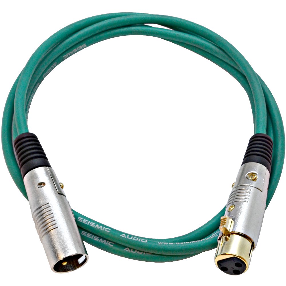 Seismic Audio Premium 6 Foot Green XLR Patch Cable Cord 3 Pin XLRF to XLRM Mic Cord SAPGX