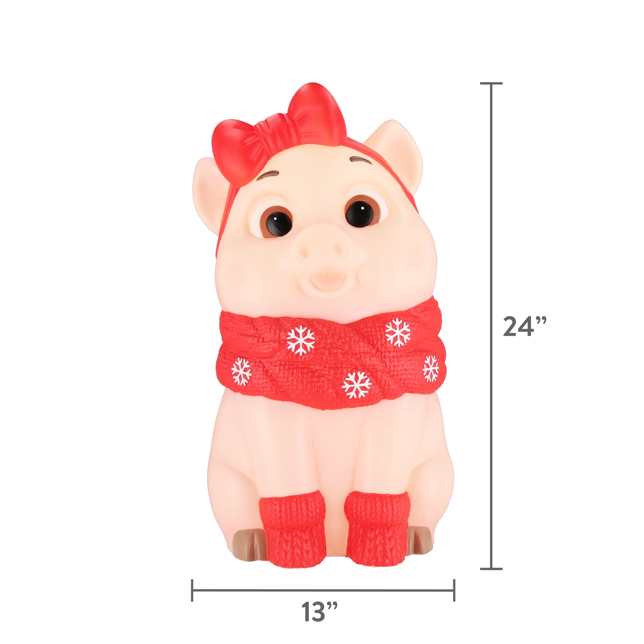 Holiday Time Lighted Blow Mold Pig Christmas Decoration 24" photo 7