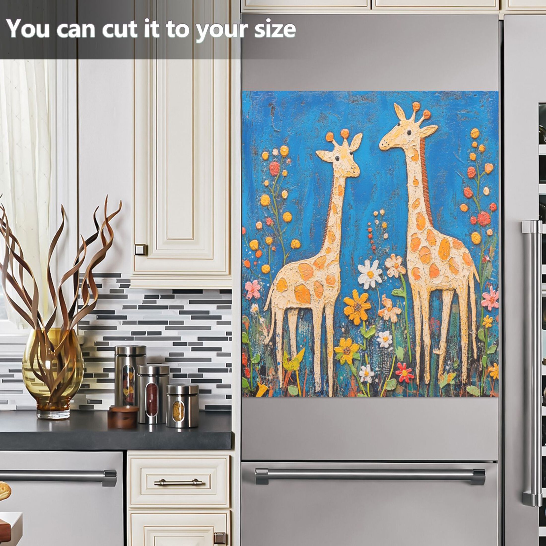 Dishwasher Magnetic Sticker 23x26 Inch Refrigerator Magnetic Sticker Washing Machine Magnetic Sticker Kitchen Panel Magnetic Sticker Home Decor Two Cute Giraffes