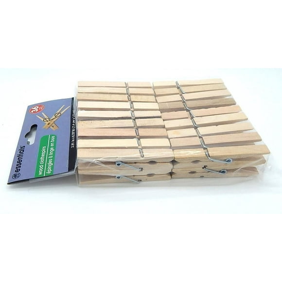 Essentials 36 Pinces à Linge en Bois avec Ressort