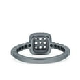 thumbnail image 3 of Black Tone, Simulated Cubic Zirconia Size-9 Art Deco Square Halo Wedding Engagement Bridal Ring 925 Sterling Silver, 3 of 7