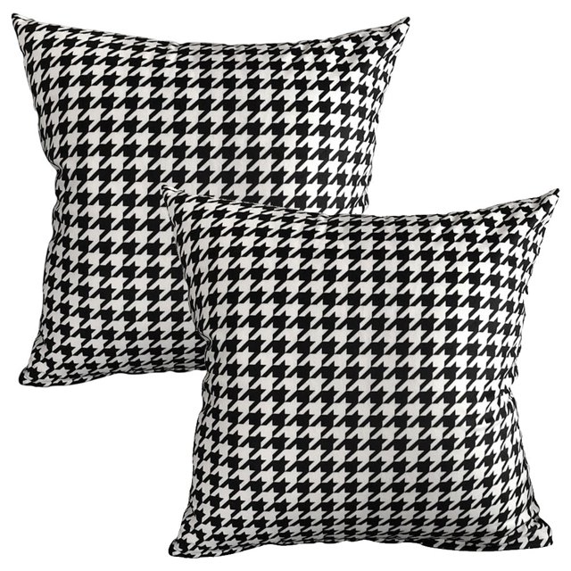 Cojín de sofá de franela de 2 piezas, funda de almohada con cuadros geométricos, sin núcleo