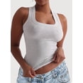thumbnail image 5 of Womens Ribbed Square Neck Tank Tops Basic Backless Sleeveless Summer Camisole 2025 Grey M, 5 of 7