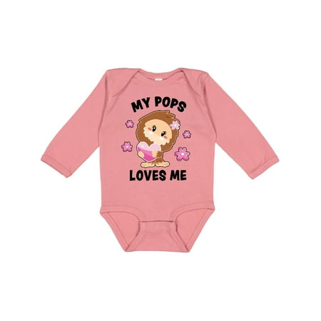 

Inktastic My Pops Loves Me with Bigfoot Gift Baby Girl Long Sleeve Bodysuit