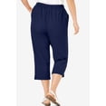 thumbnail image 2 of Woman Within Plus Size Petite Seersucker Pull-On Elastic-Waist Capri Pants, 2 of 6