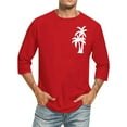 thumbnail image 2 of QATAINLAV Men 3/4 Sleeve Athletic Shirt Loose Fit Muscle Pullover Tops Fashion Palm Trees Printed Tshirts Casual Crew Neck Blouses Deal of The Day Prime Today Wine M, 2 of 4