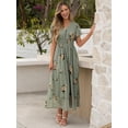 thumbnail image 2 of Vestido largo ANRABESS con estampado floral, cuello en V, manga corta, gasa, 2 of 6