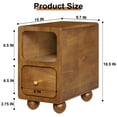 thumbnail image 5 of Solid Wood Nightstand, Narrow Night Stand with Drawers, Walnut Mid Century Modern Nightstand, Small Beside Table with Open Storage Shelf for Bedroom (10 inch), 5 of 7