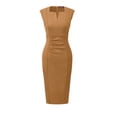 thumbnail image 2 of INSPIRE CHIC Women's Sheath Dress Pencil Work Sleeveless Professional Office Dresses XL Dark Khaki, 2 of 6