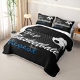 thumbnail image 3 of Feelyou Black White Sport Soccer Quilt Full for Boys, Eat Sleep Repeat Quote Full Bedspread Sets, 3pcs, 3 of 7