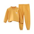 thumbnail image 2 of lkfuzj Toddler Kids Teens Warm Loungewear Girls Boys Long Sleeve Sweatshirt Top+Casual Pants Fall Winter 2 Piece Sets - Yellow, 2 of 3