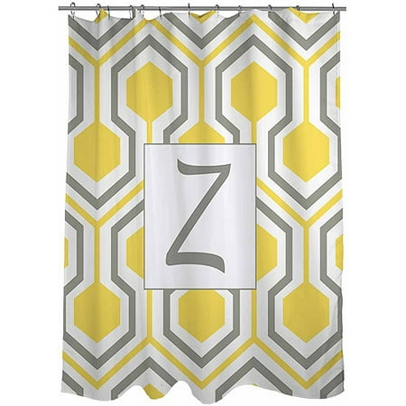 Idg Honeycomb Monogram Yellow Shower Curtain Walmart Com