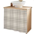 thumbnail image 2 of Buffalo Plaid Cabinet Curtains 35"W x 35"L, Slate Gray Farmhouse Gingham Striped Sink Skirt for Bathroom Vanity Kitchen Self Adhesive, Dust-Proof Privacy Curtain for Shelves Closet Laundry Room, 2 of 9