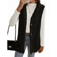 thumbnail image 2 of Women's Oversized Fleece Vest Hooded Cardigan, Double Sided Wear, Thick Warm Button Front Jacket for Fall Winter Black S, 2 of 8