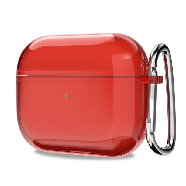 Svanove Funda Para Airpods 4 De Plástico Duro Transparente Transparente Simple Lindo Airpods 4ª Generación Caso Con Llavero Girly Y2K Estético Moda Airpods Cubierta Accesorios Para Mujeres Niña Rojo