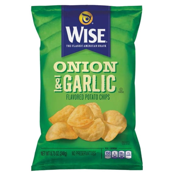 Wise Onion & Garlic Potato Chips 6.75 oz Bags - Pack of 6