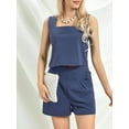 thumbnail image 5 of Womenacute;s Summer 2PCS Outfit Sets Solid Color Sleeveless Sling Vest + Casual Shorts with Pockets, 5 of 10