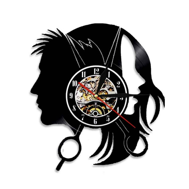 Barber Shop Wall Clock Ladies Haircut Vinyl Record Wall Clock For Barber Shop Home Decoration