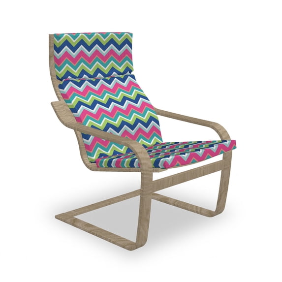 Colorful Armchair Pad and Slipcover, Vintage Inspirations Colorful Chevron Pattern Abstract Angled Lines Herringbone, 1 Piece Soft Cushion Replacement with Removable Cover, Multicolor, by Ambesonne