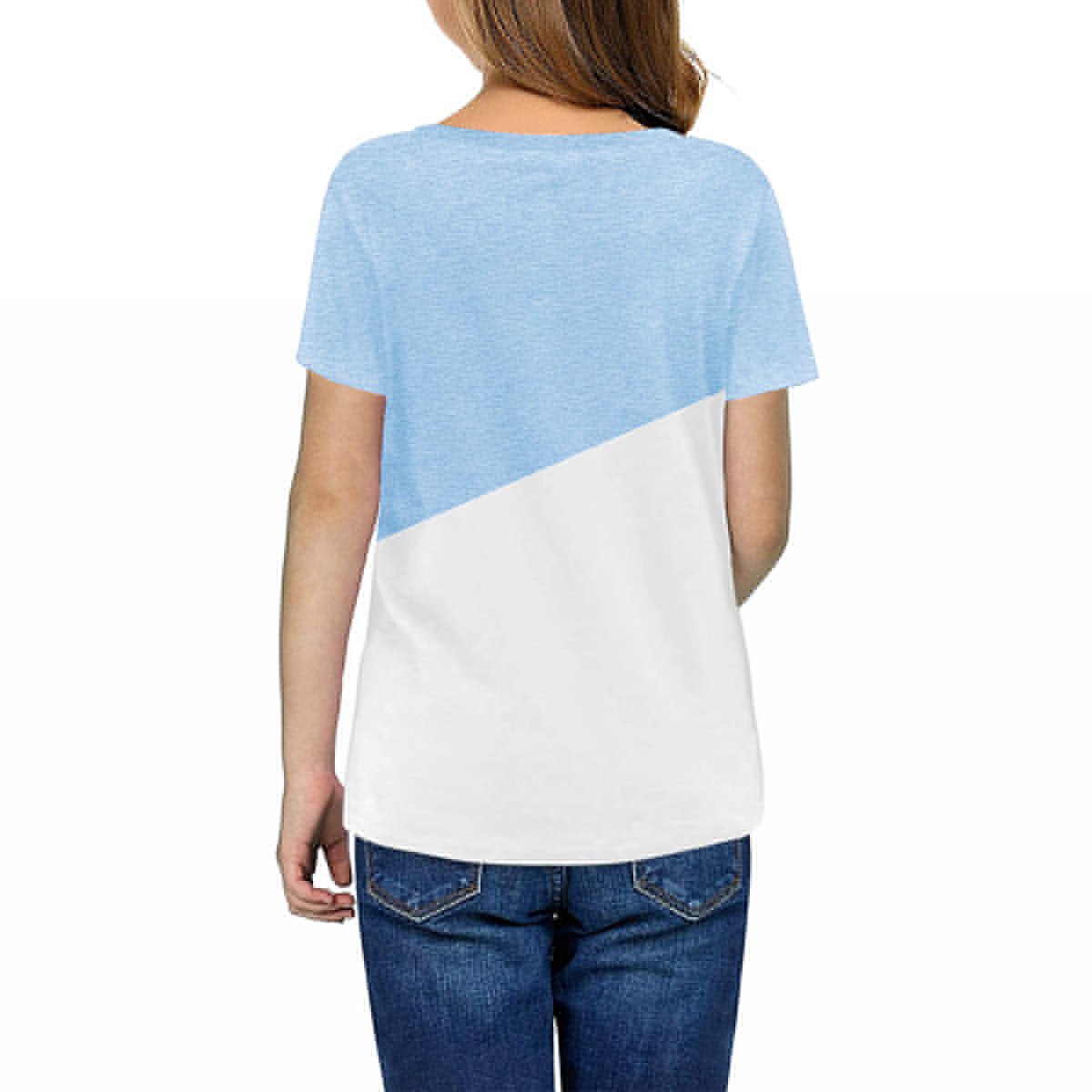 thumbnail image 2 of Langwyqu Girls Casual Short Sleeve T Shirts Kids Loose Tunic Tops Color Block Tee, 2 of 5