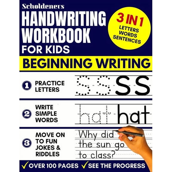 Handwriting Workbook for Kids: 3-in-1 Writing Practice Book to Master Letters, Words & Sentences, (Paperback)