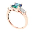 thumbnail image 2 of 1.62 ctw 3 Stone Anniversary Ring for Women | Square Emerald Cut Blue Moissanite | Hyperallergenic Solid 14K Rose Gold, 2 of 5