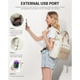 thumbnail image 5 of Women Laptop Backpack 15.6 Inch Travel Bag with USB Charging Port Waterproof Large Capacity Business College Airline Approved Beige, 5 of 7