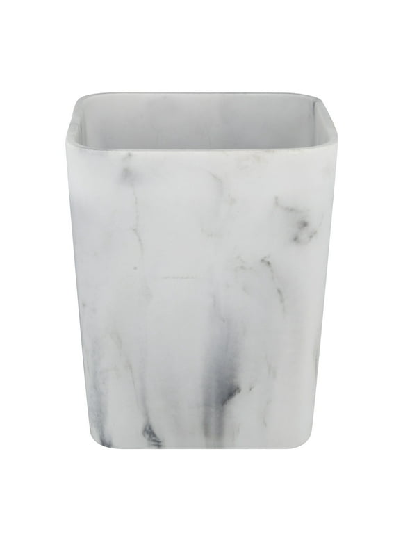 Better Homes & Gardens Faux Marble Wastebasket, White