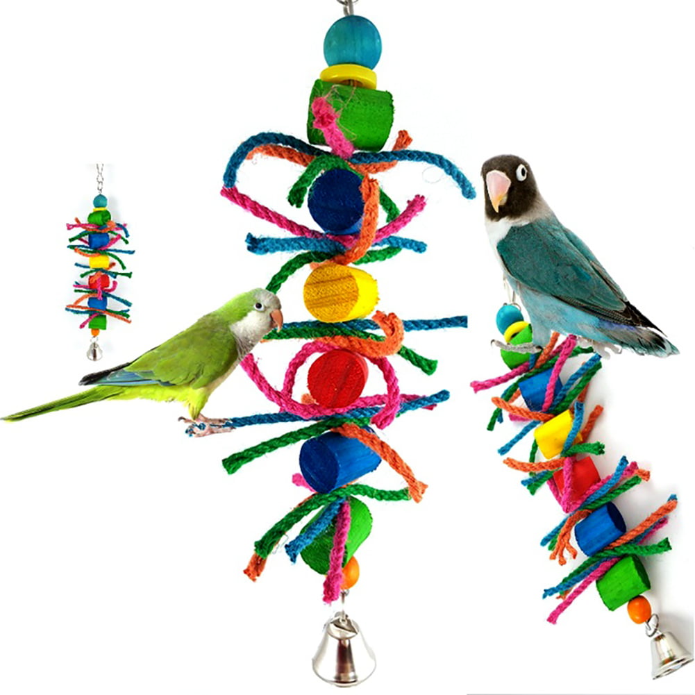 Parrot Bird Toy Colored Wooden Blocks Parts Cage Toys 126 Pcs different shapes 
