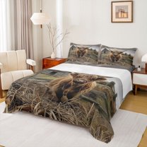 Castle Fairy Highland Cow Full Size Sheets 4-Piece for Teens Boys Girls,Western Farmhouse Breathable Bed Sheets,Rustic Vintage Cabin Lightweight Sheet Sets,Lightweight Room Decor