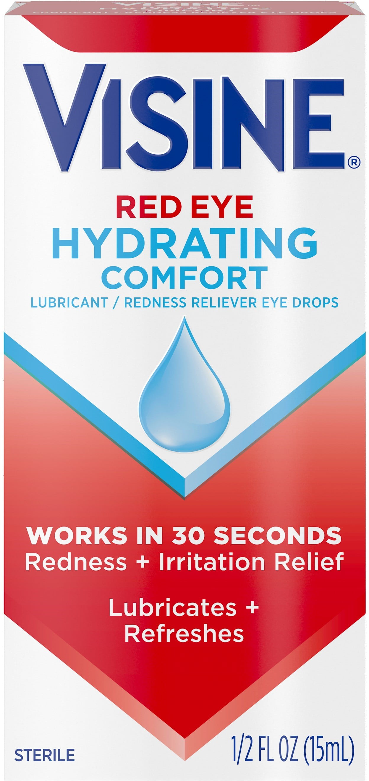 Visine Red Eye Hydrating Comfort Redness Relief Lubricating Eye Drops, 0.5 fl. oz 1 ea (Pack of 2)