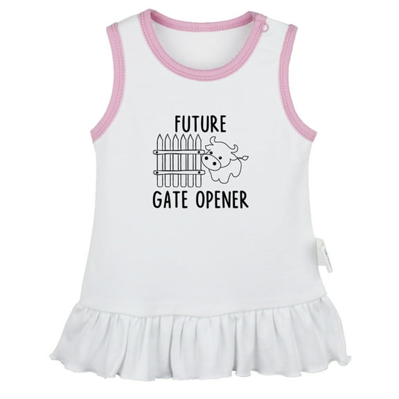 Future Gate Opener Funny Dresses For Baby, Newborn Babies Skirts, Infant Princess Dress, 0-24M Kids Graphic Clothes (White Sleeveless Dresses, 0-6 Months)