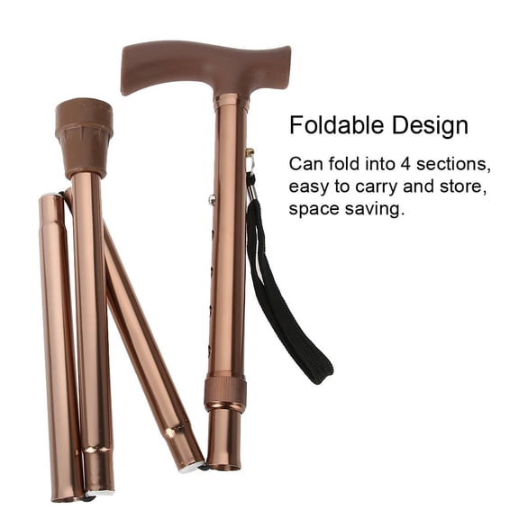 Khall Foldable Walking Stick, Guide Walking Stick,Alloy Foldable Elderly Safety Walking Stick Guide Blind Cane Crutch Bronze Adjustable Length