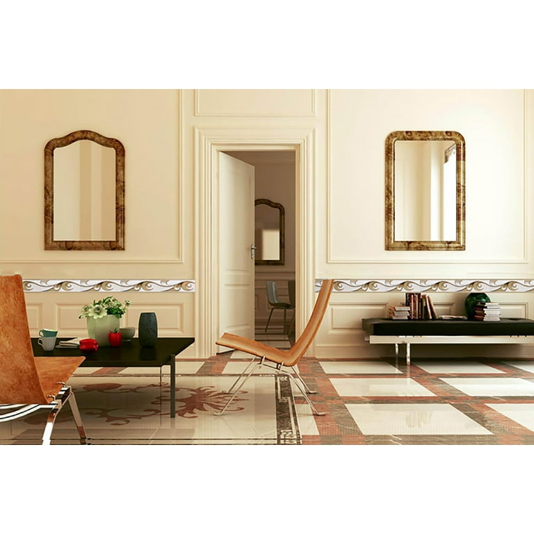 Peel and Stick Abstract Brown Scrolls Wallpaper Border Retro Design, Roll 33 ft. x 4 in., Self Adhesive Peel and Stick Abstract Brown Scrolls Wallpaper Border Retro Design, Roll 33 ft. x 4 in., Self Adhesive