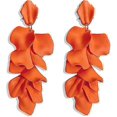 thumbnail image 1 of Long Acrylic Rose Petal Earrings Dangle Exaggerated Flower Earrings Drop, Red----orange--Product code 67300 orange, 1 of 3