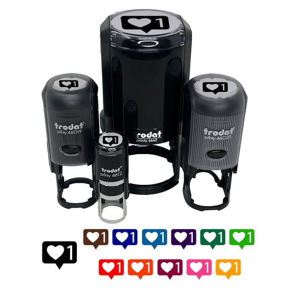 Like Heart Plus One Self-Inking Rubber Stamp Ink Stamper - Black Ink - Mini 1/2 Inch