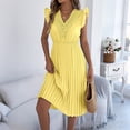 thumbnail image 5 of Afdoent Womens Dresses For Ruffle Short Sleeve Lace Midi Dress Pleated Dress Cute Teacher Outfits Fashion Beach Vacation Clothes, 5 of 5