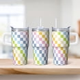 thumbnail image 2 of 20oz Double Wall Insulated Tumbler with Handle, Geometric Texture Stainless Steel Travel Mug, Leak-Proof Coffee Cup, 2 of 5