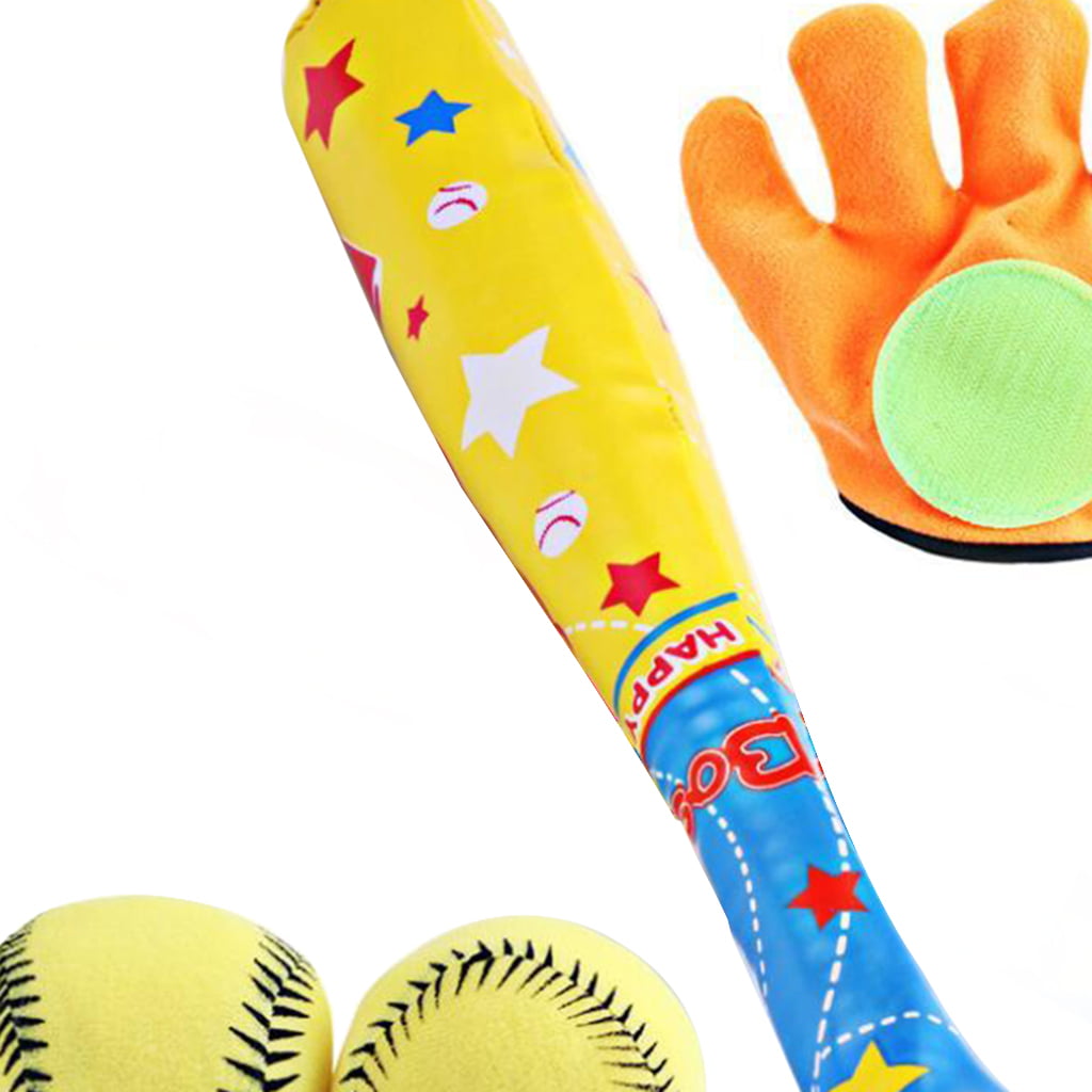 Children's Mini Soft Foam Baseball Set Indoor 2 Soft Ball with Bat & Glove 