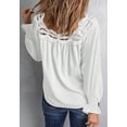 thumbnail image 3 of Scallop Square Neck Crochet Detail Long Sleeve Top for Women White X-Large, 3 of 3